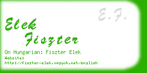 elek fiszter business card